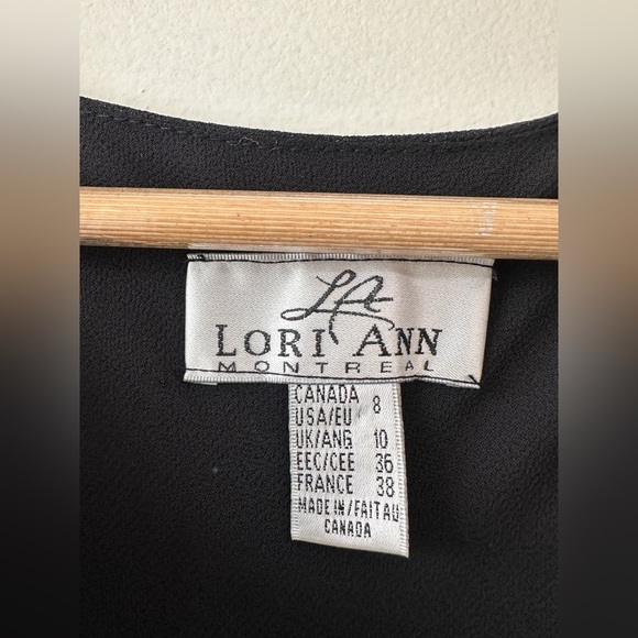 Vintage Lori Ann Montreal - Black Asymmetrical Dress - Shoulder Detail -Size 7-8 - Picture 3 of 9